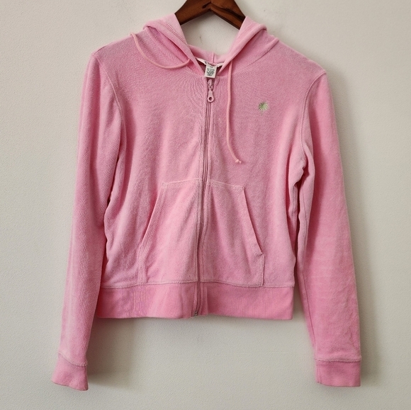 Vtg Lilly Pulitzer Barbie Pink Knit Hoodie Sweater Zip Up Vintage Size XS - Picture 2 of 12